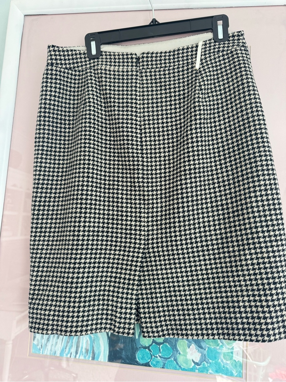 J. Crew Black and White Houndstooth Pencil Skirt